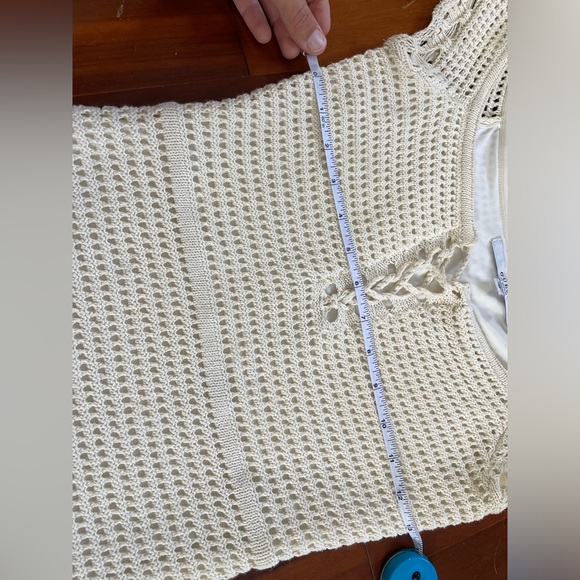 Cream Crochet Dress with Lace-Up Detail - Picture 7 of 7